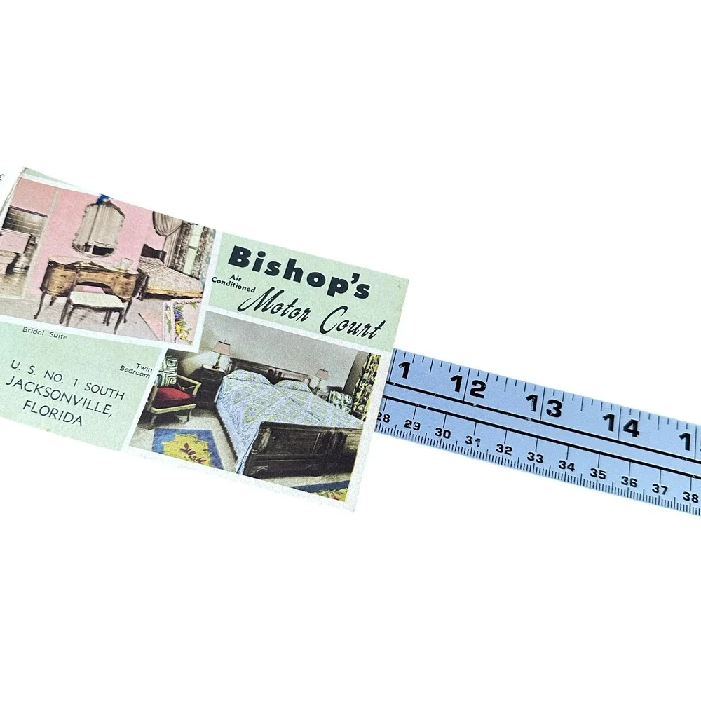 Vintage Bishop's Motor Court Jacksonville Florida Fold-out Postcard Unused 1950s